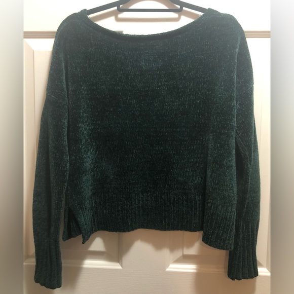 Hollister V-Neck Chenille Forest Green Sweater - Size S - Picture 3 of 6